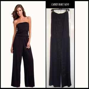 Carmen Marc Valvo NEW Bandeau Bare Shoulders Jersey Jumpsuit XL